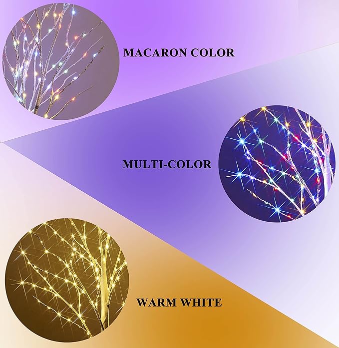 Hairui Lighted Birch Tree with 330L Warm White and Multi Color Fairy Lights 8 Functions 6FT, Faux Tree with Lights for Indoor Outdoor Christmas Party Easter Decoration