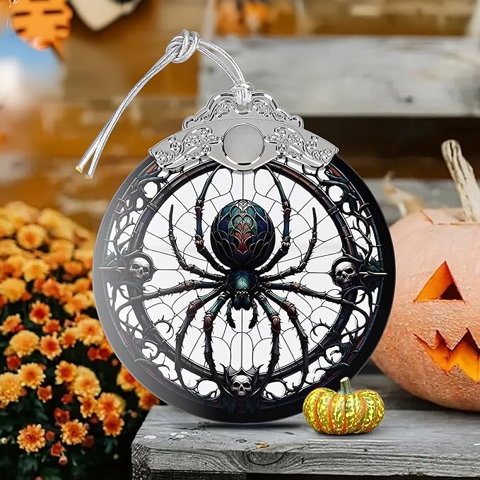 2025 Ornaments for Christmas Tree, Zmoicky Stained Glass Hanging Ornament, Christmas Ornaments Clearance, Gift Exchange Ornament, Bauble Present - Spider