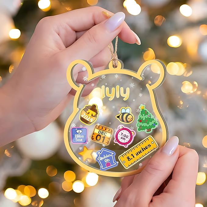 Personalized Baby's First Christmas Ornament 2025 - Newborn Birth Stats Shaker Ornaments - Custom Birth Stats Shaker Ornaments - Xmas Decoration - Gifts for Christmas