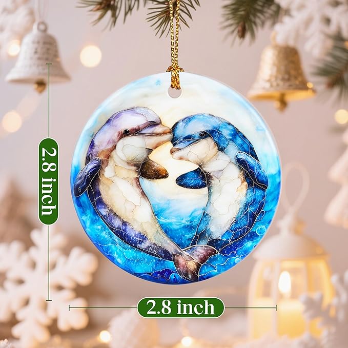 Christmas Ornaments, Dolphin Ornament, Christmas Tree Ornaments, Xmas Decorations, Holiday Decorations, Gifts for Dolphin Lovers, Holiday Party Gifts, and Xmas Gift Ideas
