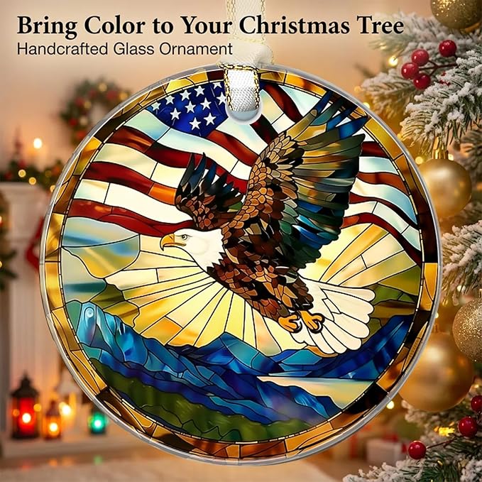 Christmas Ornaments 2025, Stained Glass Christmas Tree Decorations, Exchange for Women, Men, Collectible Dated Year Ornaments for Tree （Glede）