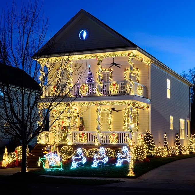 Battery Operated Christmas Lights - 16ft 50 LED String Lights with Timer, Waterproof, Warm White, 2 Pack for Indoor/Outdoor Wedding Party, Home, Garden