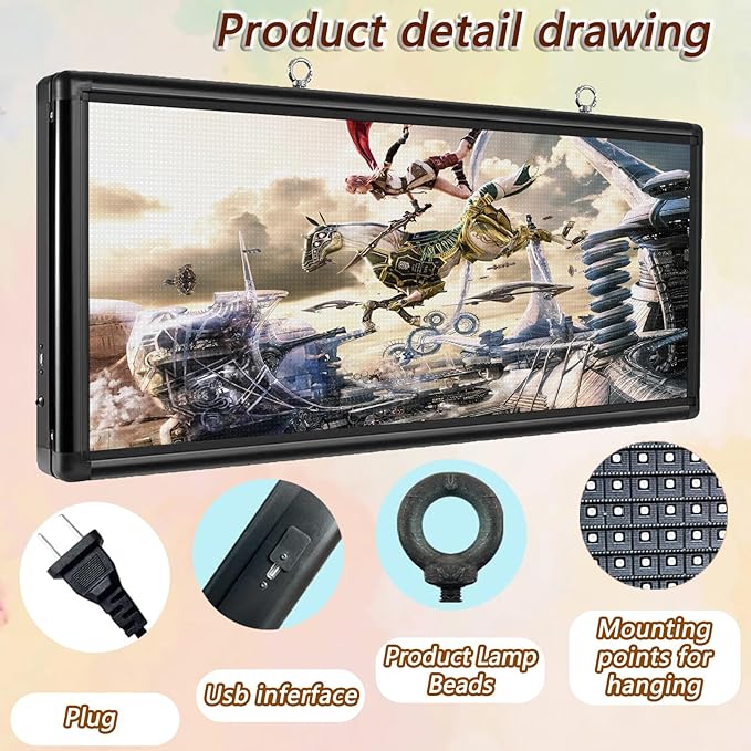 P6 Outdoor LED Scrolling Sign 40x18 inch - WiFi and USB Programmable LED Sign Advertising Display with HD Scrolling Text, Images & Video for Business