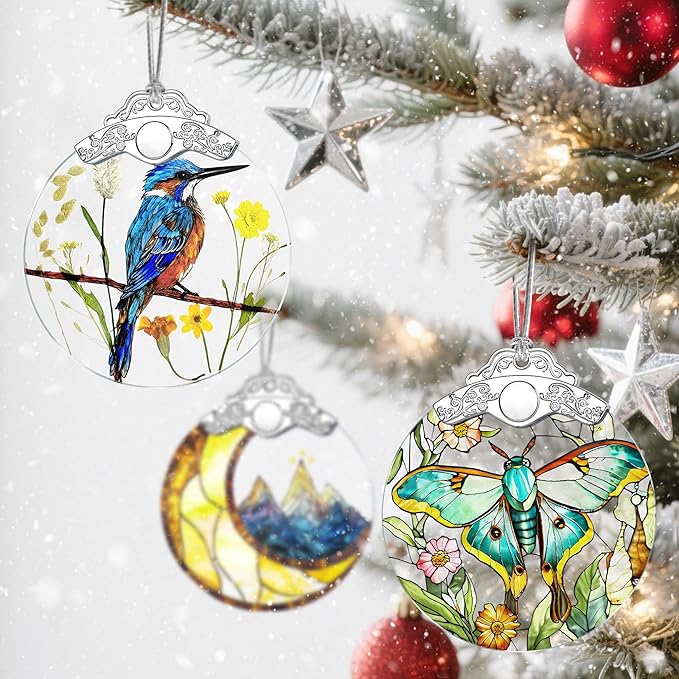 Christmas Ornaments: Stained Glass Ornament, Christmas Tree Ornament, Hanging Ornaments for Home Decor & Xmas Tree Decorations – Exquisite Holiday Decor, Gifts & Holiday Present - Kingfisher