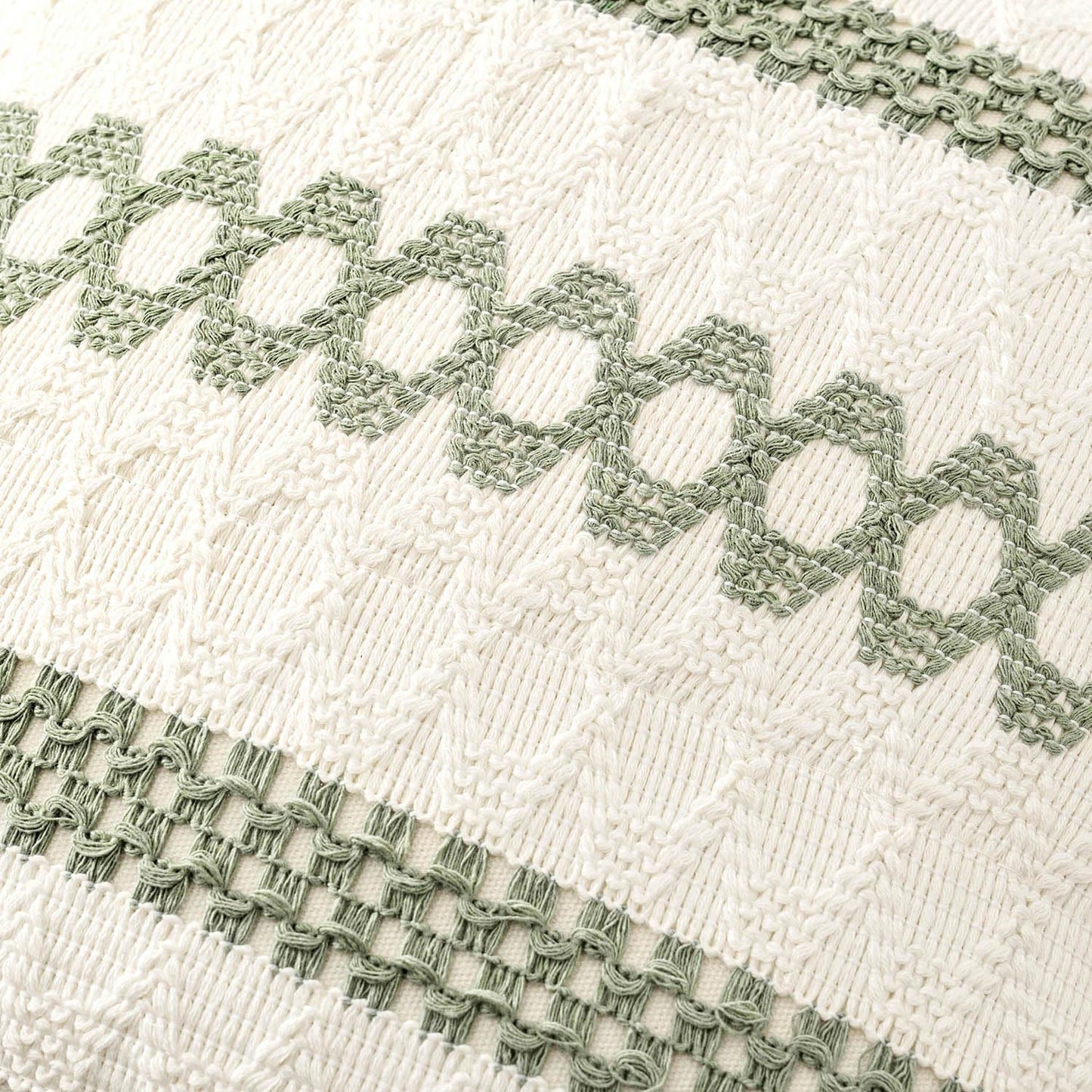 MIULEE Set of 2 Sage Green Boho Decorative Pillow Covers 18x18 Inch Farmhouse Rustic Couch Throw Pillows Modern Summer Cotton Cushion Covers Retro Cute Macrame Woven Home Decor for Bed Sofa Chair