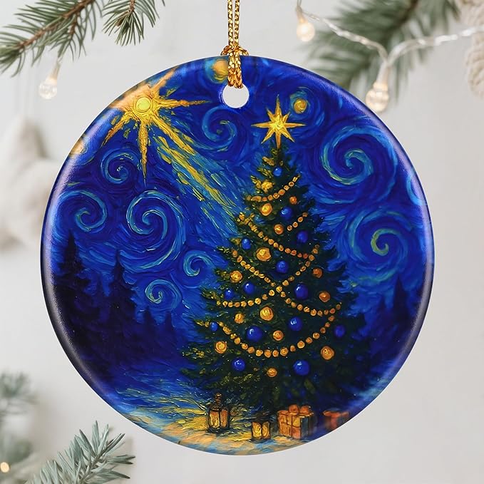 Starry Night Ornament – Christmas Ornament, Christmas Tree Decor, & Perfect Holiday Decor | Art Lover Gift, Gifts for Friends and Family - Xmas Tree ﻿