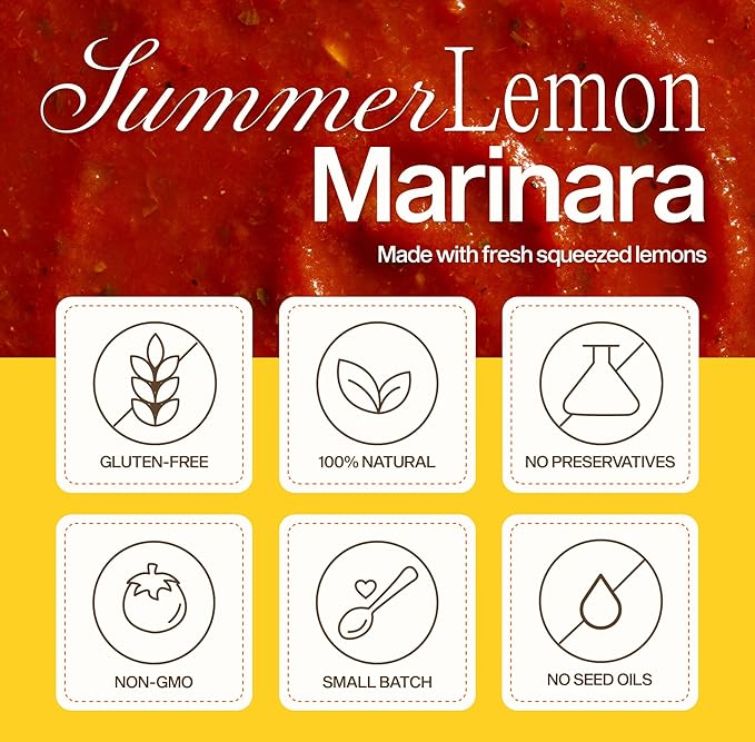 Sauz | Summer Lemon Marinara Pasta Sauce, 25 Oz Jar (2-Pack), Fresh Citrus Zest, Gluten-Free, Non-GMO, Multi-Use Tomato Sauce with Clean Ingredients – Small Batch Fresh Tomato Sauce
