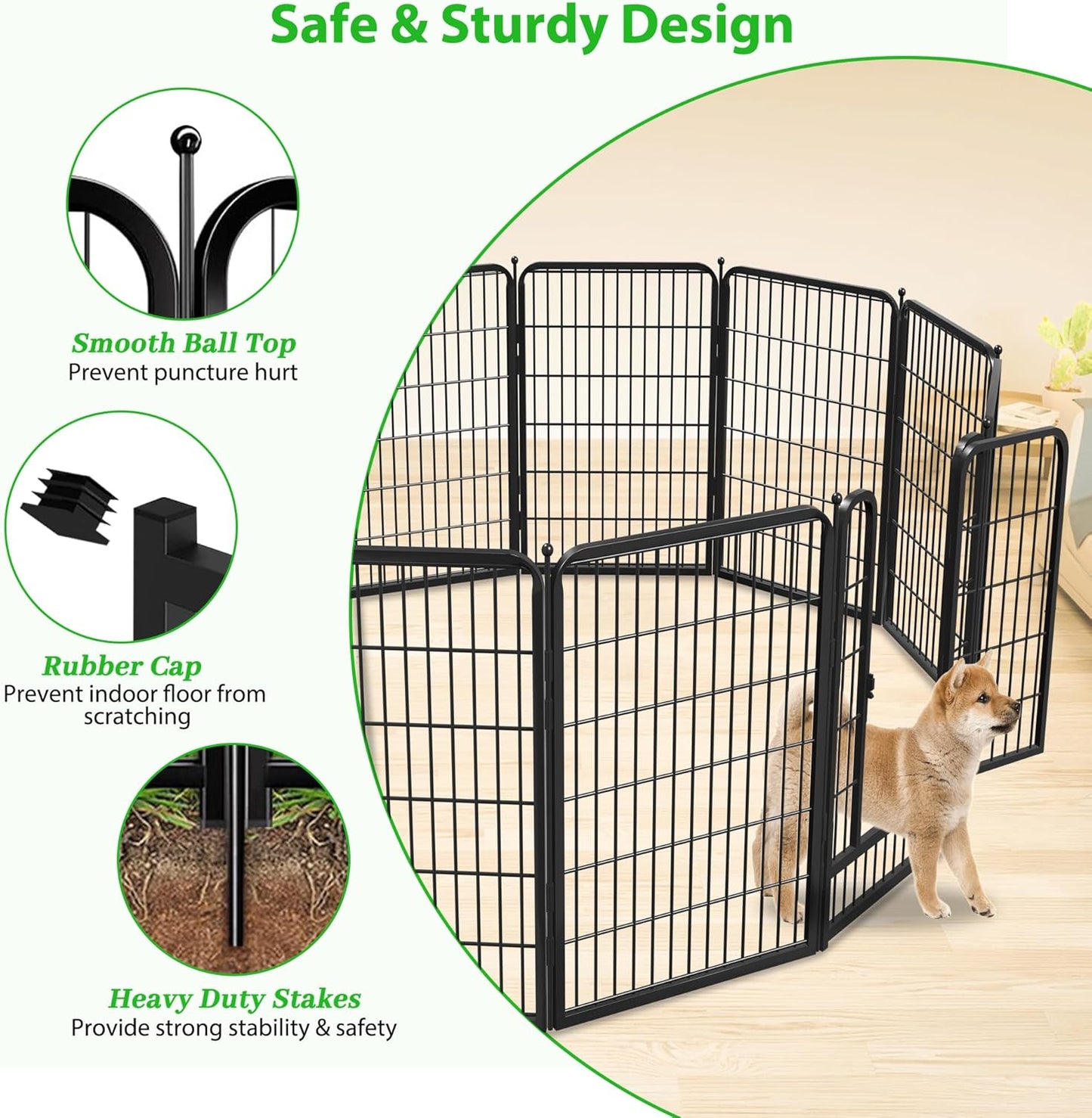 Decorative Black Metal Fencing Garden Fence with Gate, 36ft(L) 40in(H) 16 Fence Panels No Dig Fence Rustproof Animal Barrier Fence Temporary Dog Panels Fencing Outdoor