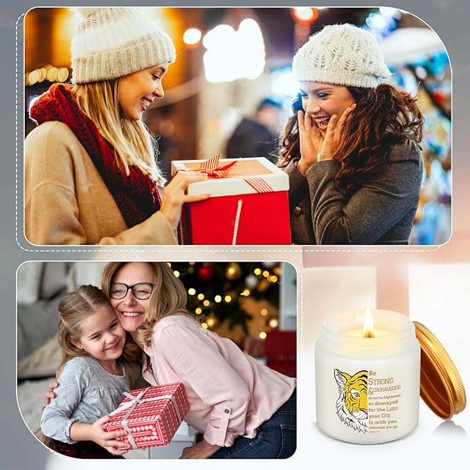 6 Pcs Christian Religious Scented Candles 3.5oz Palm Wax Jar Jesus Candle Inspirational Bible Verse Gift for Women Prayer Christmas Catholic Spiritual Faith Gift for Church Teen Girl, 6 Scents