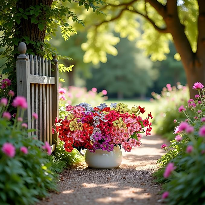 18 Packs Artificial Flowers for Outdoors,No Fade UV Resistant Fake Faux Plastic Flowers Plants That Look Real for Spring Summer Fall Gardens Porch Patio
