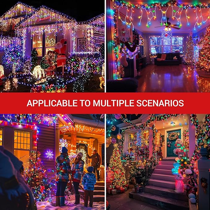 New One Multicolor Icicle Lights with 2 Cord Reels, 2 Pack Totalling 93.4FT, 240 Drops 500 LED Connectable Christmas String Lights with White Wire, Holiday Party (46.7 FT 250 LED 120 Drops for 1 Pack)