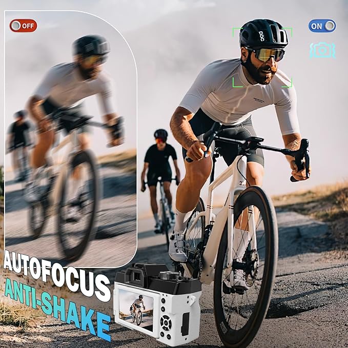 True 5K Digital Cameras for Photography 64MP - 16X Zoom, WiFi, with 64GB TF Card, Wide-Angle & Macro Lens, Autofocus & Anti-Shake, Vlogging Camera for YouTube Travel (White)