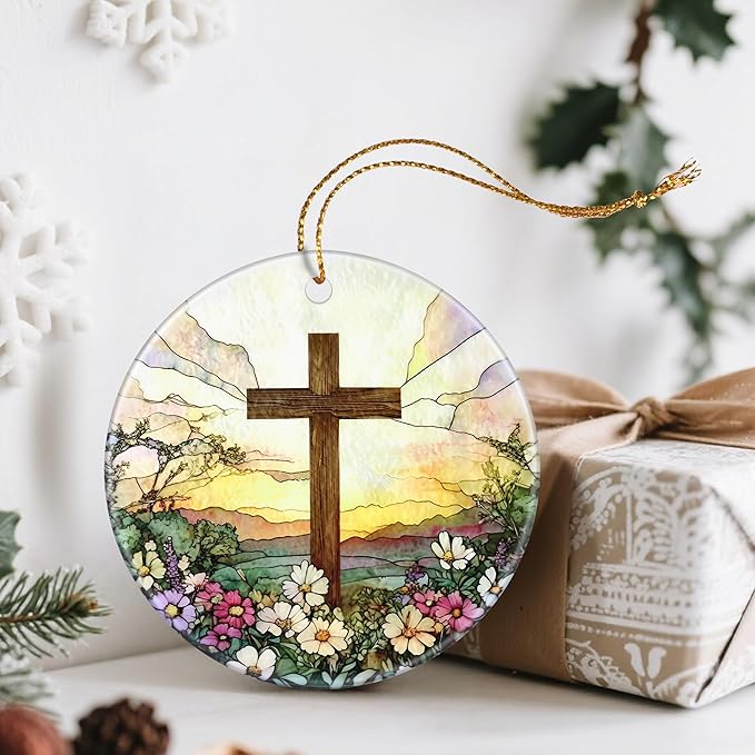 Stained Glass Cross Ornaments, Christian Christmas Ornaments: Christmas Tree Decorations, Easter Faith Cross Home Decor, Stocking Stuffers, Gift Ideas, Xmas Gift, Christian Gifts & Gifts For Religious