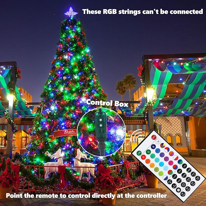 Joomer Color Changing Christmas String Lights,164FT 500 LED RGB LED String Lights Outdoor Fairy Twinkle Tree Light with Remote Timer Plug in for Room Indoor Wedding Party Christmas Decorations