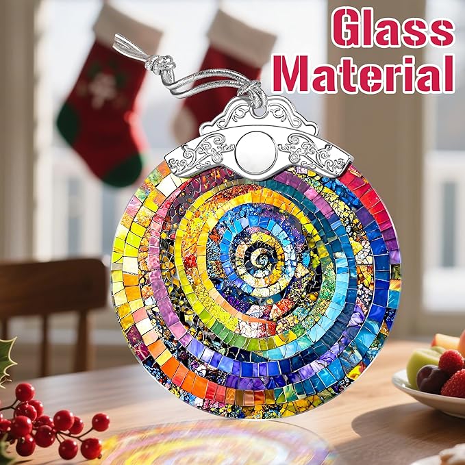 Christmas Ornaments: Stained Glass Ornament, Christmas Tree Ornament, Hanging Ornaments for Home Decor & Xmas Tree Decorations – Exquisite Holiday Decor, Gifts & Holiday Presents - Rainbow Spiral