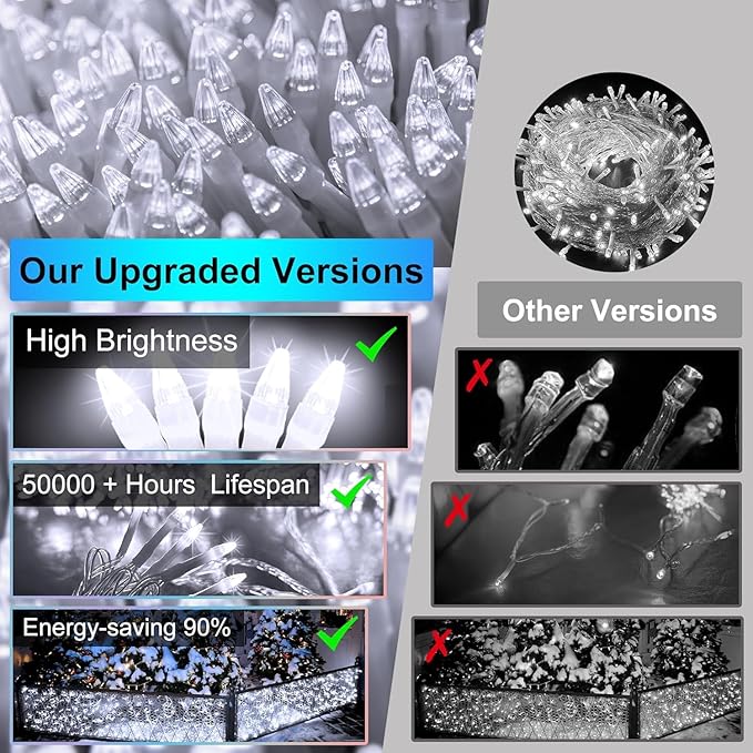 1620 LED Christmas Lights with 360Drops, 164ft 12 Modes Cool White Outdoor String Lights with Timer Dimmable, Waterproof Hanging Twinkle Lights for Outside Holiday Wedding Eaves Christmas Decor