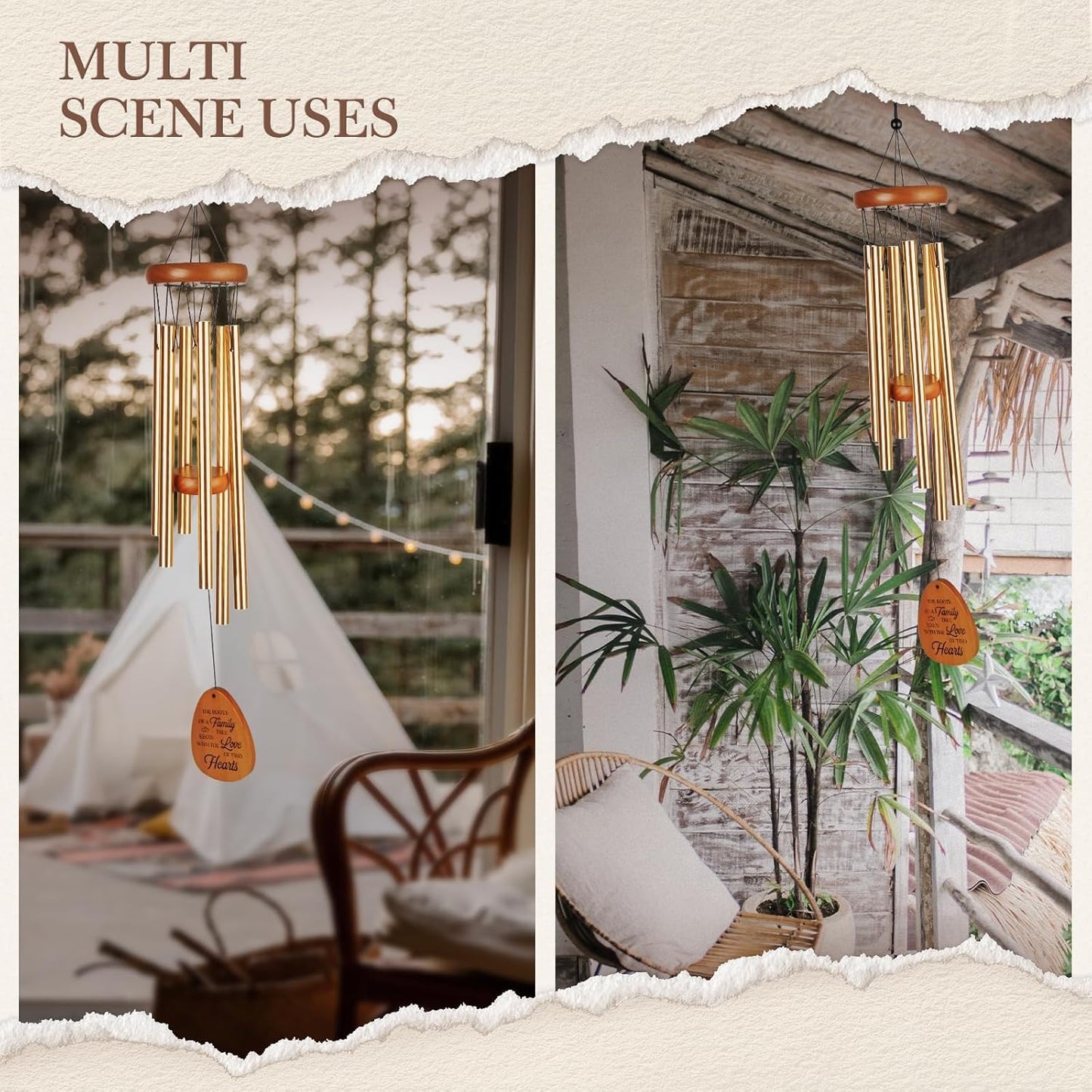 50th Wedding Anniversary Wind Chime, Happy 50th Anniversary Romantic Gifts for Couple, Parents, Wife, Husband, Friends, Golden Anniversarys Keepsake Gifts Ideas