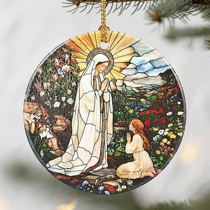 Lady of Lourdes Christmas Ornaments: Christmas Tree Ornaments, Virgin Mary Religious Holiday Decor, Catholic Home Decor, Stocking Stuffers, Gift Ideas, Religious Gifts & Faith Gifts for Christian