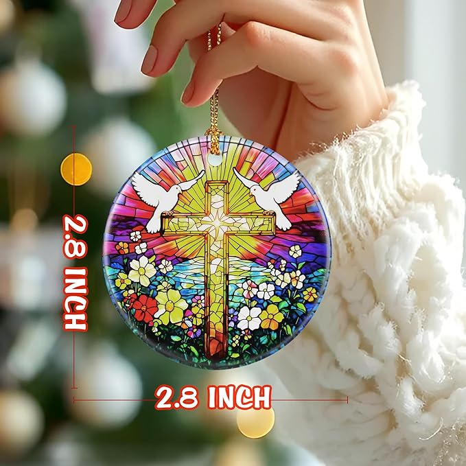 Cross Ornament: Christmas Ornaments, Religious Christmas Decorations for Tree, Catholic Ornament & Christian Holiday Decor | Religious Cross Gifts, Christian Gifts - Design B