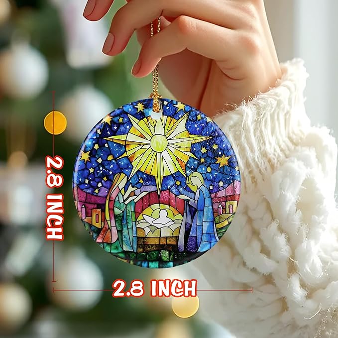 Nativity Scene Ornament: Christmas Ornaments, Religious Christmas Decorations for Tree, Catholic Ornament & Christian Holiday Decor | Religious Gifts, Christian Gifts - Design A
