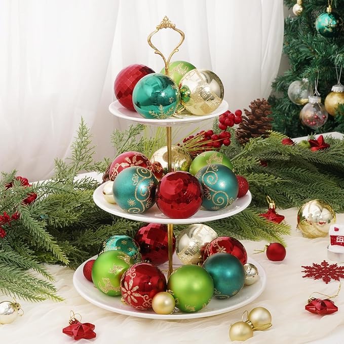 50Pcs Christmas Tree Ornaments - 2.36''/60mm Christmas Ball Ornaments Set for Xmas Tree Holiday Party Wedding Home Decorations (Green & Red & Gold)