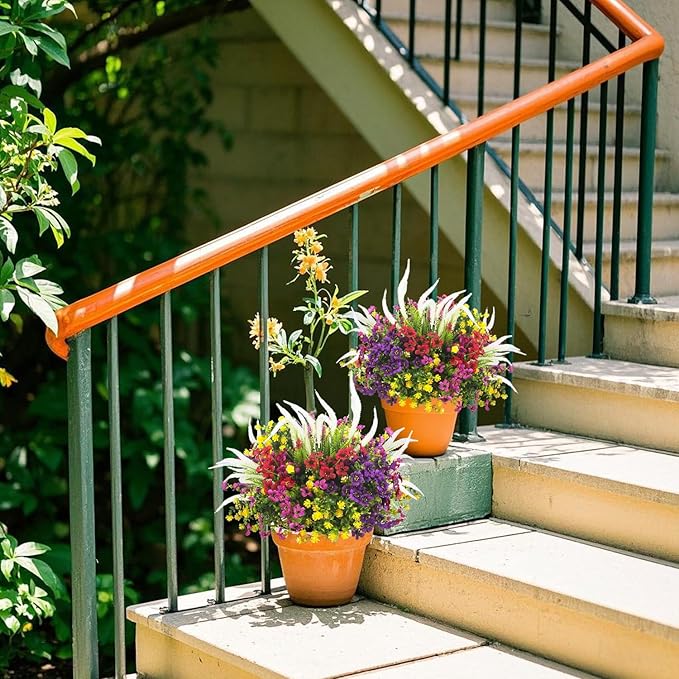 Lifelike Artificial Flowers Outdoor UV Resistant, 20-Pack Weatherproof Fade-Resistant Fake Hanging Plants for Garden Porch Decor - Realistic Mixed Colors in Hanging Baskets (Outdoor Use Verified)