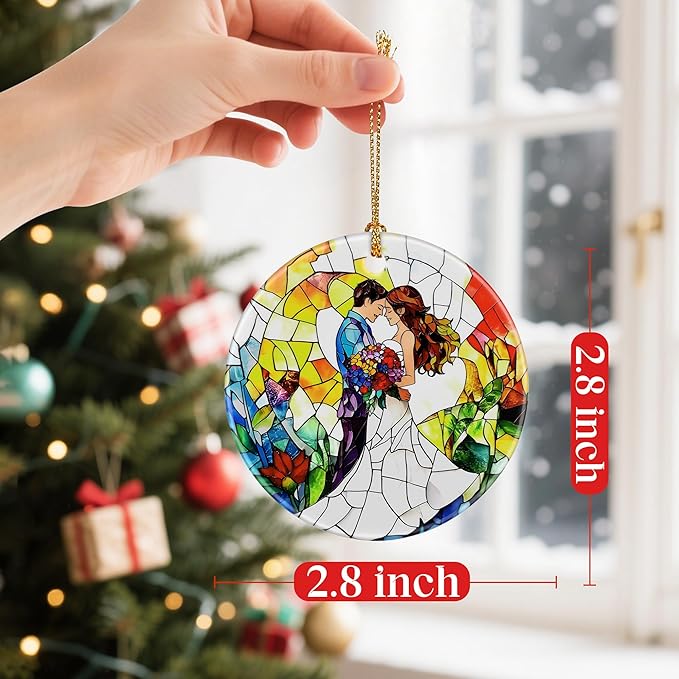 Couple Wedding Ornament, Christmas Ornaments: Christmas Tree Decorations, Holiday Decor, Stocking Stuffers, Gift Ideas, Wedding Gift, Gifts for Couple & Gifts for Newlywed