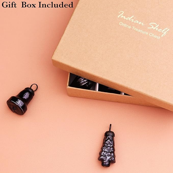 IndianShelf 300 Pieces Black Glass Vintage Christmas Ornaments Mini Bulk Decorative Ornaments for Halloween, Christmas Tree, New Year, Valentine Day, Holidays, Event and Wedding (25 * 12 Boxes)