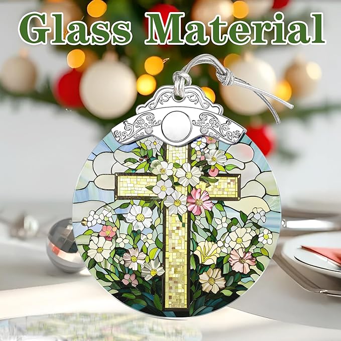 Cross Religious Christmas Ornaments, Christmas Tree Ornaments, Holiday Decor, Christian Gift, Religious Gift, Spiritual Gifts for Friends for People of The Christian Faith
