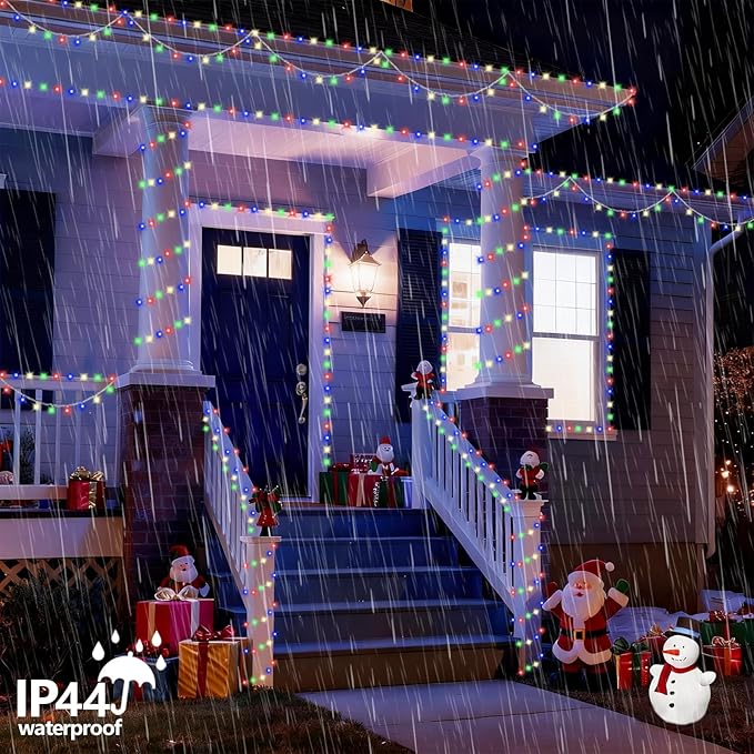 YEGUO 165ft 500 LED Christmas Lights Outdoor Waterproof, Clear Wire String Lights Indoor Plug in, 8 Modes Twinkle Tree Light Multicolor