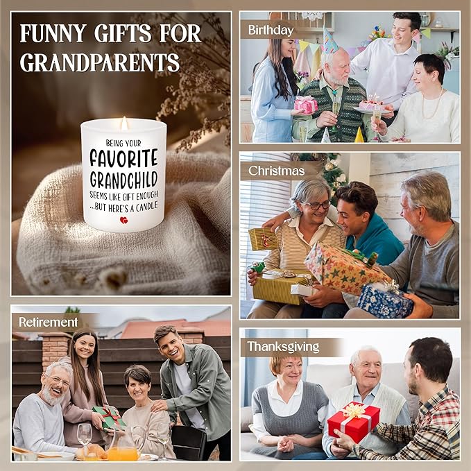 TEEZWONDER Christmas Grandparents Gifts from Granddaughter Grandson Grandkids – Scented Candle Vanilla Lavender 10oz – Birthday Gifts for Grandma Grandpa Papa Grammy Mimi Nini Nana