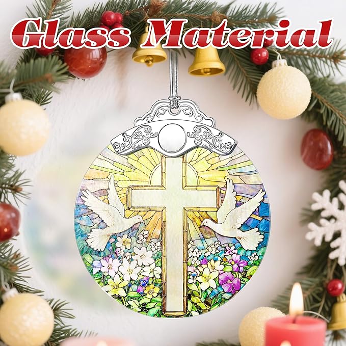 Stained Glass Religious Ornament, Christmas Ornaments, Christmas Decorations for Tree, Holiday Ornament, Christian Gifts, Cross Gifts, Gift Ideas & Religious Gift
