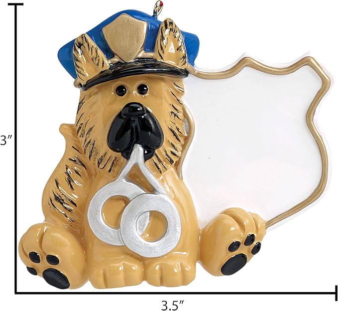 3D Brown Police Dog Christmas Ornament 2025 - Personalized K9 Ornaments for Christmas Tree - Custom Dog Ornaments for Xmas Tree - Unique Xmas Gifts for Dogs - Gifts for Pet Lovers & Pets