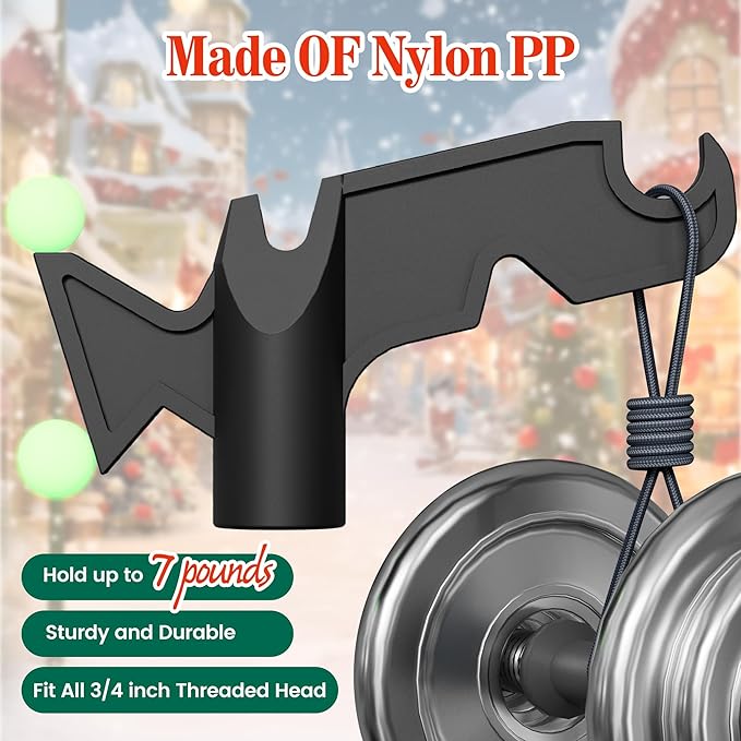 7-30 FT Christmas Light Telescopic Hanger Pole with Utility Hook, Stand Reach 30 Feet Long 3/4 inch Threaded Pole Reaching High Place for Hanging and Installation Lights String, Clothes and Birdfeeder