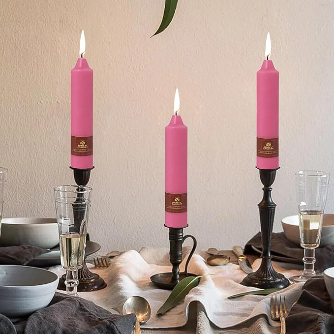 7 Inch Short Taper Candles Candle Stick Handmade Unscented Set of 4 Smokeless Candlesticks Tapered Candle for Wedding Home Decoration(Rose Red)