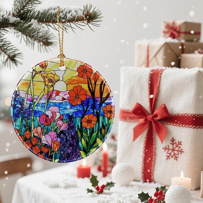 Colorful Flower Christmas Ornaments: Christmas Tree Decorations & Holiday Ornaments – Holiday Presents, Gift Ideas for Friends, Coworker, Family, Gardener, Nature Lover, and Flower Lover