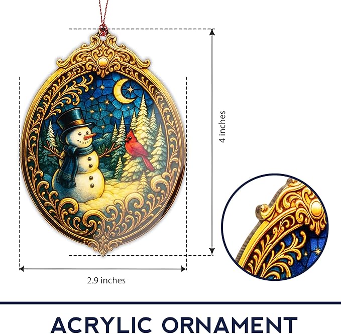 Christmas Ornament 2025 - Snowman Ornament - Snowman Ornaments for Christmas Tree - Acrylic Christmas Ornaments - Christmas Ornament 2025 - White Elephant Gifts - Xmas Tree Funny Decoration