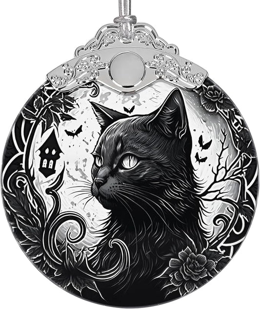 2025 Ornaments for Christmas Tree, Zmoicky Stained Glass Hanging Ornament, Christmas Ornaments Clearance, Gift Exchange Ornament, Bauble Present - Black Cat