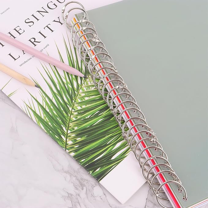 Loose Leaf Binder Office Book Rings 1-Inch（100 Pack）, with Metal Nickel Plated for Key,for Index Cards and School，Sliver