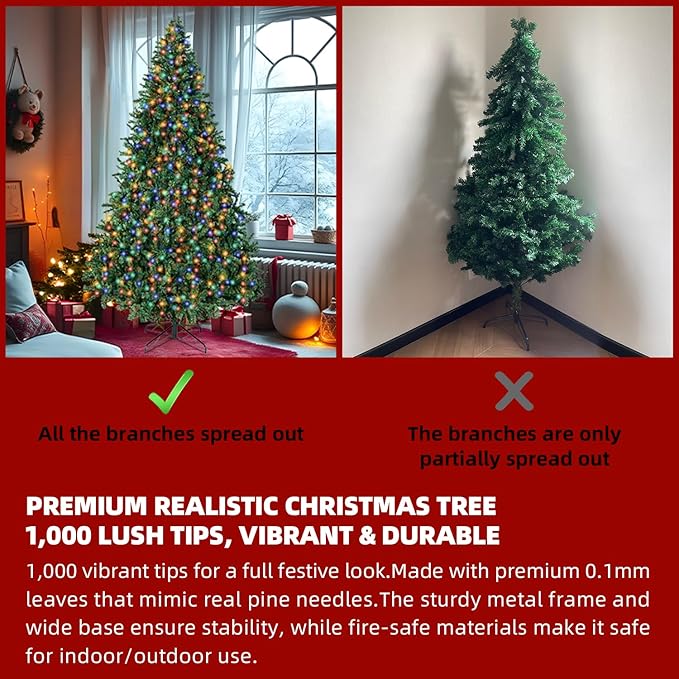4FT Christmas Tree with Lights,Artificial Christmas Tree with 100 LED Lights and 334 Branch Tips,Xmas Tree with Foldable Stand Perfect for Indoor&Outdoor,Christmas Decoration for Party by DNKMOR