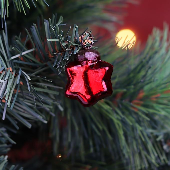 IndianShelf 50 Pieces Red & Gold Glass Vintage Christmas Ornaments Mini Bulk Decorative Ornaments for Halloween, Christmas Tree, New Year, Valentine Day, Holidays, Event and Wedding (25 * 2 Boxes)
