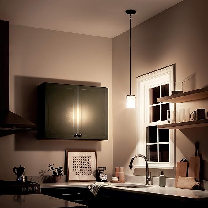 Kichler Hendrik 7.5" 1 Light Mini Pendant with Light Umber Etched Glass Olde Bronze®
