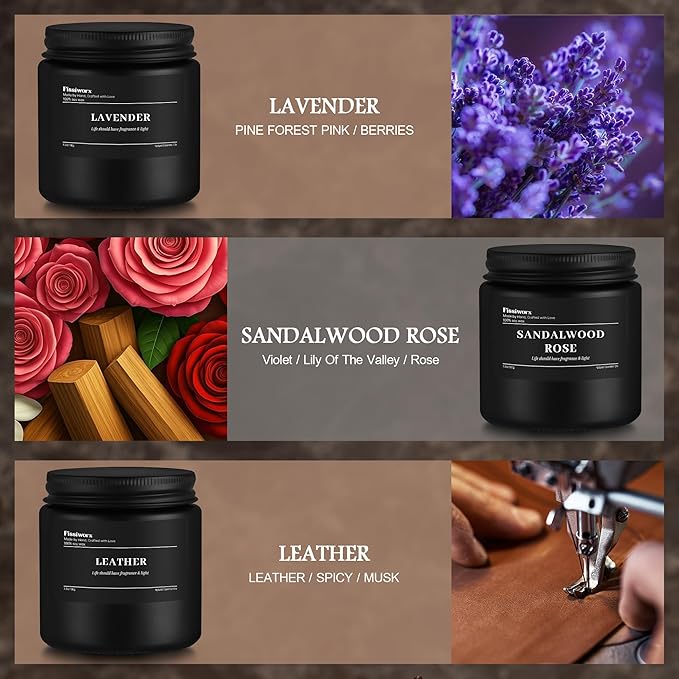 9 Pack Scented Candles Set Gifts for Men, Aromatherapy Candle Set with Scents （Lavender/Sandalwood Rose/Leather）- Gift for Dad, Boyfriend, Birthday, Father’s Day, Anniversary，Christmas Gifts