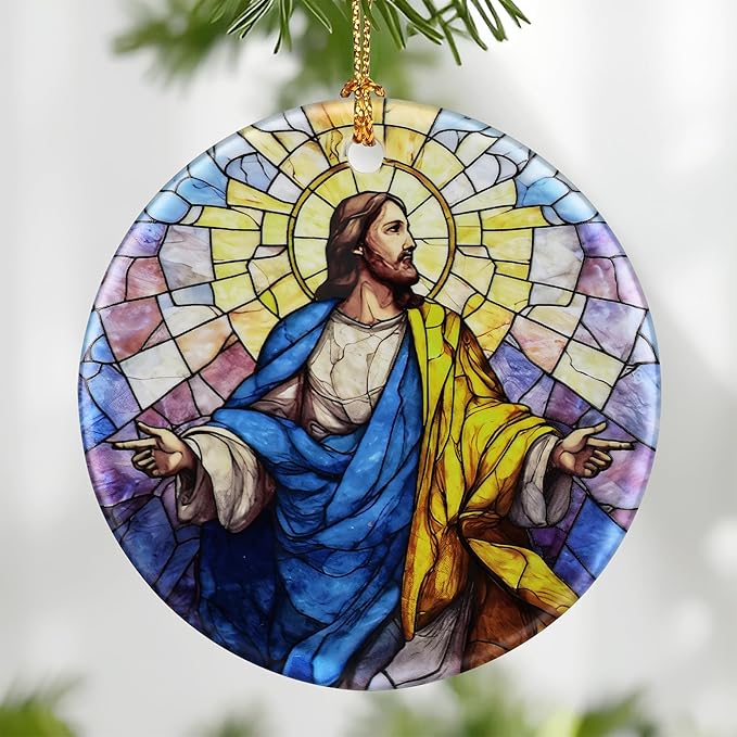 Jesus Christ Ornament: Christmas Ornaments, Religious Christmas Decorations for Tree, Catholic Ornament & Christian Holiday Decor | Religious Gifts, Christian Gifts - Design C
