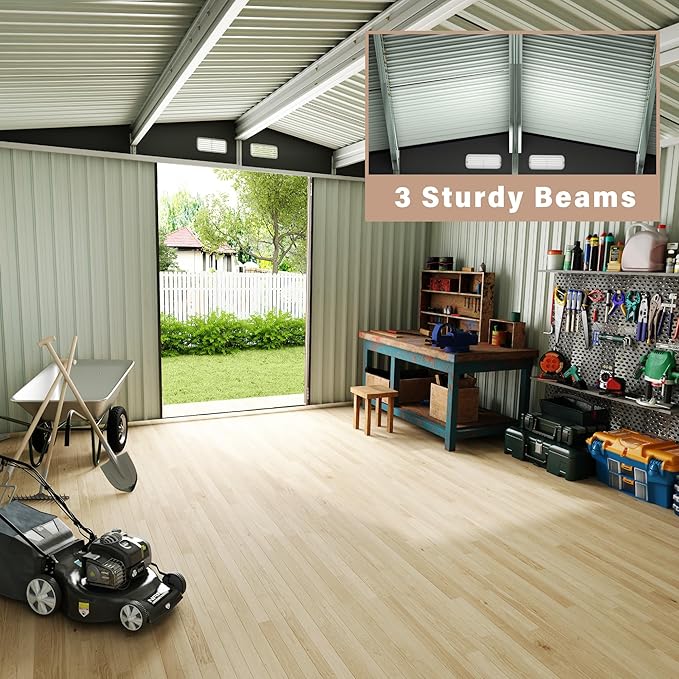 6X8 FT Metal Storage Sheds Outdoor, Metal Yard Sheds Garden Shed Kit, Tool Shed with Lockable Door, Utility Sheds Buildings with Air Vent for Backyard Garden Patio Lawn