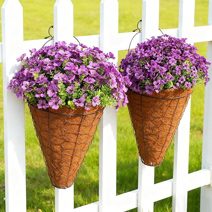 Artificial Flowers for Outdoor Indoor Realistic Faux Flower Spring Summer Garden Home Decoration, Hanging Daisy Flower with Eucalyptus Leaves Fake Plants Greenery Balcony Porch Patio Front Door Decor