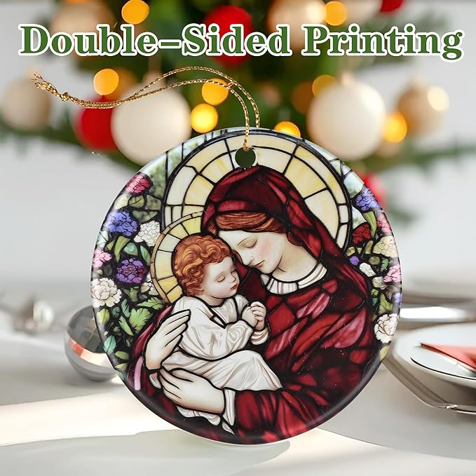 Virgin Mary Ornament: Christmas Ornaments, Religious Christmas Decorations for Tree, Catholic Ornament & Christian Holiday Decor | Religious Gifts, Christian Gifts