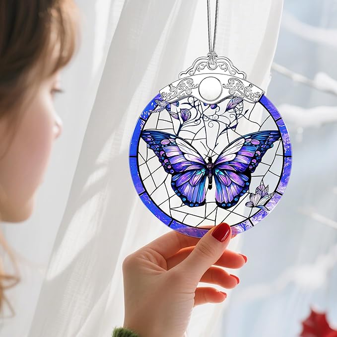 Christmas Ornaments: Stained Glass Ornament, Christmas Tree Ornament, Hanging Ornaments for Home Decor & Xmas Tree Decorations – Exquisite Holiday Decor, Gifts & Holiday Present - Butterfly
