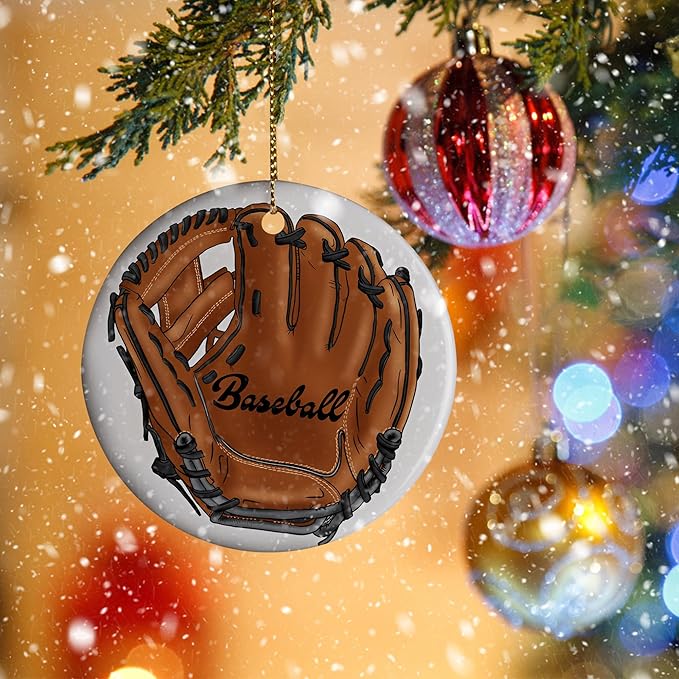 Sports Kids Christmas Ornament - Baseball Mitt & Player Gift - Christmas Ornaments
