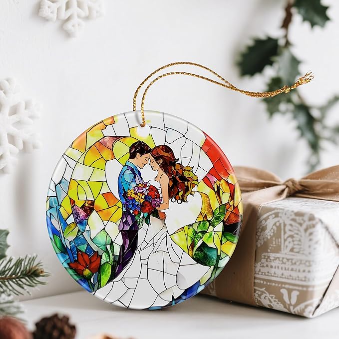 Couple Wedding Ornament, Christmas Ornaments: Christmas Tree Decorations, Holiday Decor, Stocking Stuffers, Gift Ideas, Wedding Gift, Gifts for Couple & Gifts for Newlywed